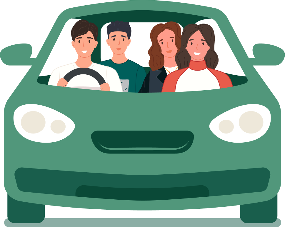 People sharing a car ride