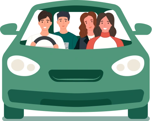 People sharing a car ride